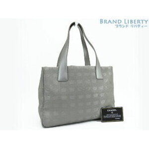 Chanel Travel Line Tote Shoulder Bag Silver Gray Nylon Leather